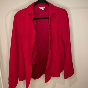 RED SUEDE BUTTON DOWN